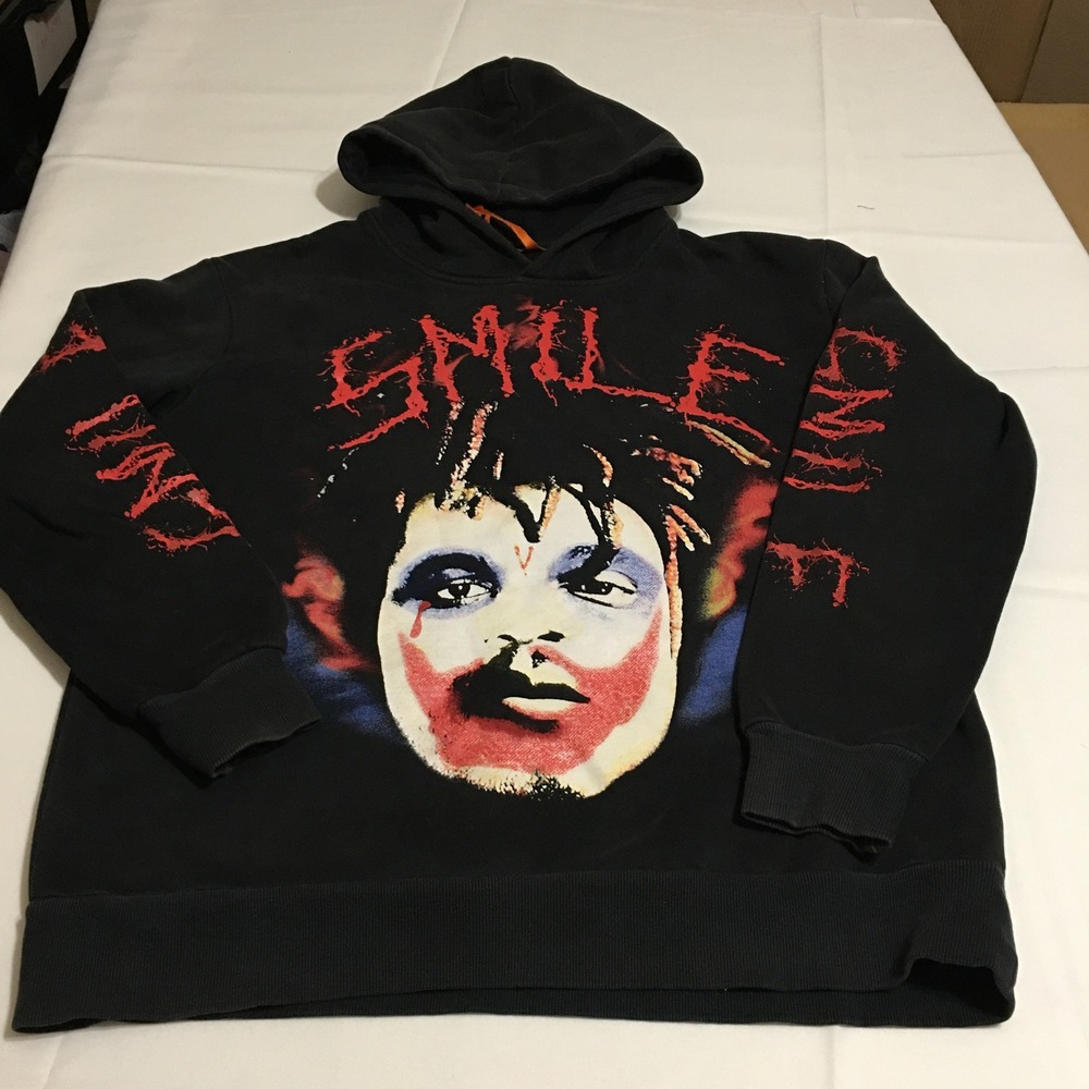 Vlone Juice Wrld Hoodie Medium Black Smile Graphic Pullover Sweatshirt